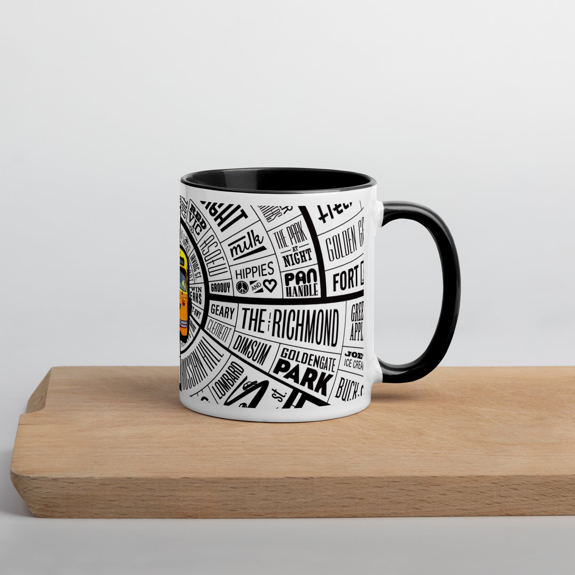 Black San Francisco Coffee Mug with Pencil Design : Cable Car Store